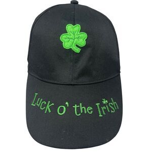 Hallmark Luck O The Irish Hat Adult One Size Adjustable Black Green Embroidered